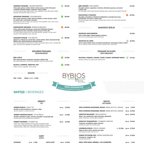 Menu restauracji