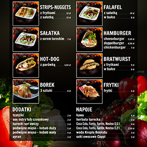 Menu lokalu Kebab House